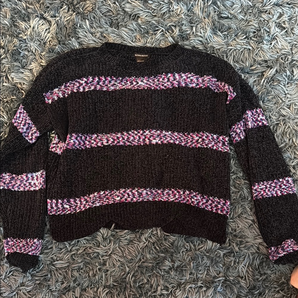 Black/Dark Navy and Purple Striped Sweater